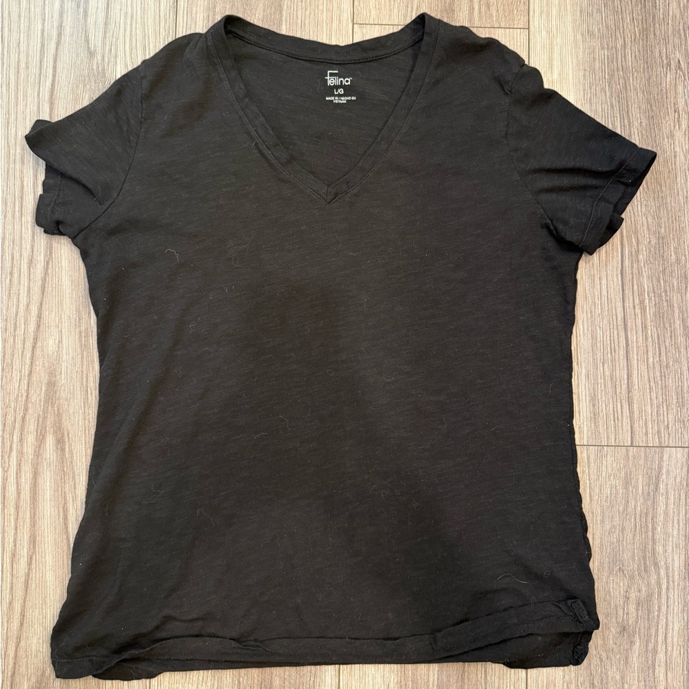 Felina Black V-Neck Short Sleeve Tee